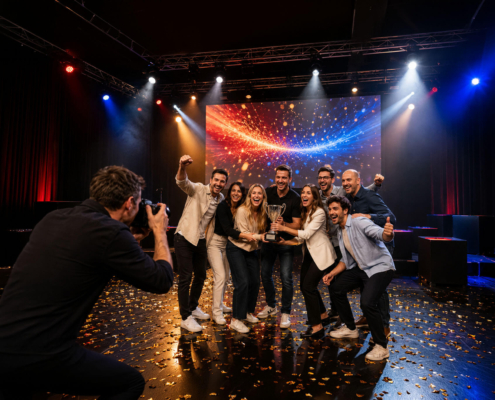 Gewinnerteam bei der Siegerehrung in der TeamArena Gewinnerteam bei der Siegerehrung in der TeamArena