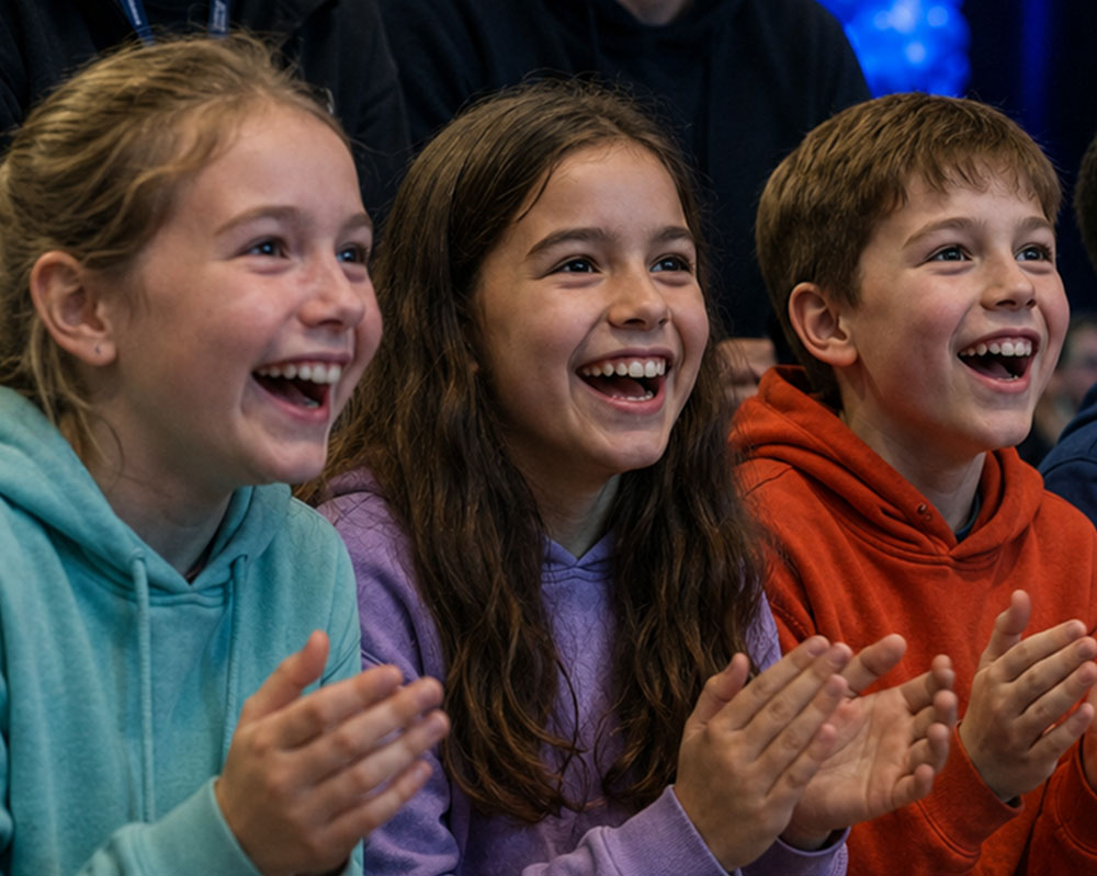 Kinder freuen sich beim Event in der TeamArena Kinder freuen sich beim Event in der TeamArena