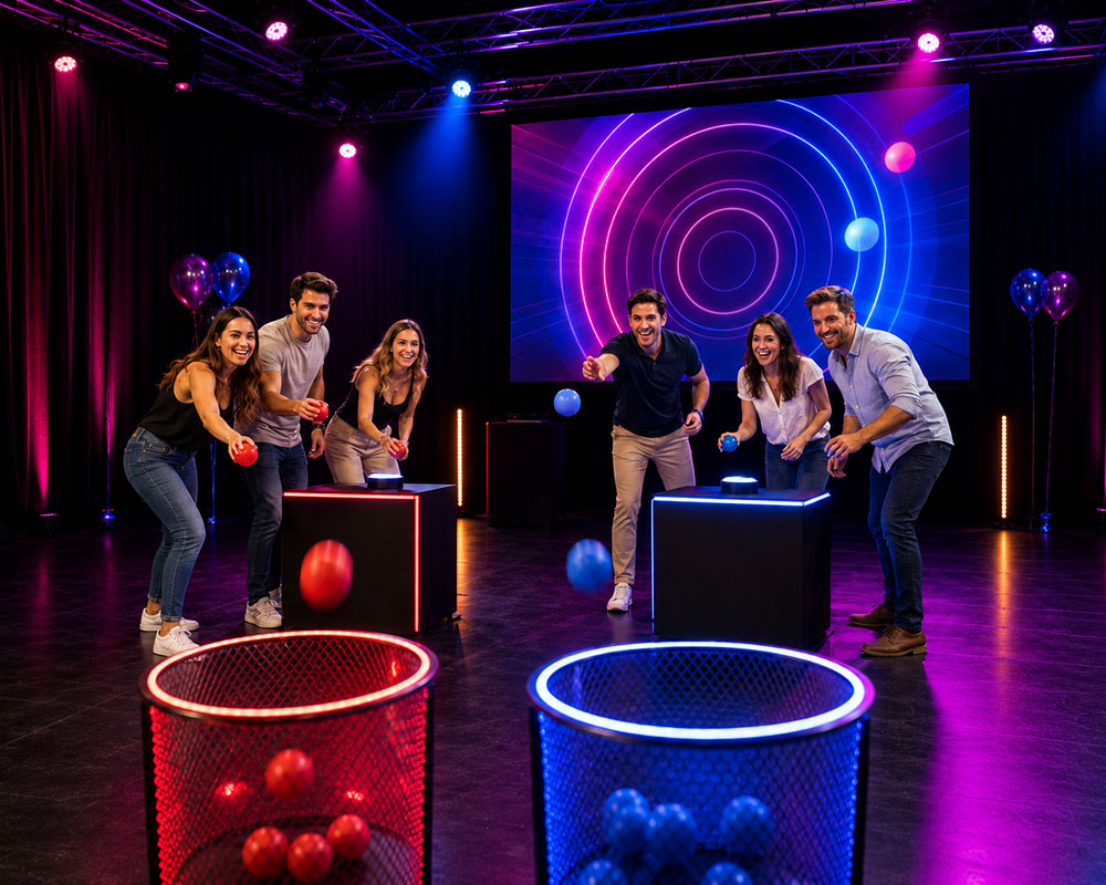 Zwei Gruppen beim Teamwork-Game in der TeamArena Zwei Gruppen beim Teamwork-Game in der TeamArena